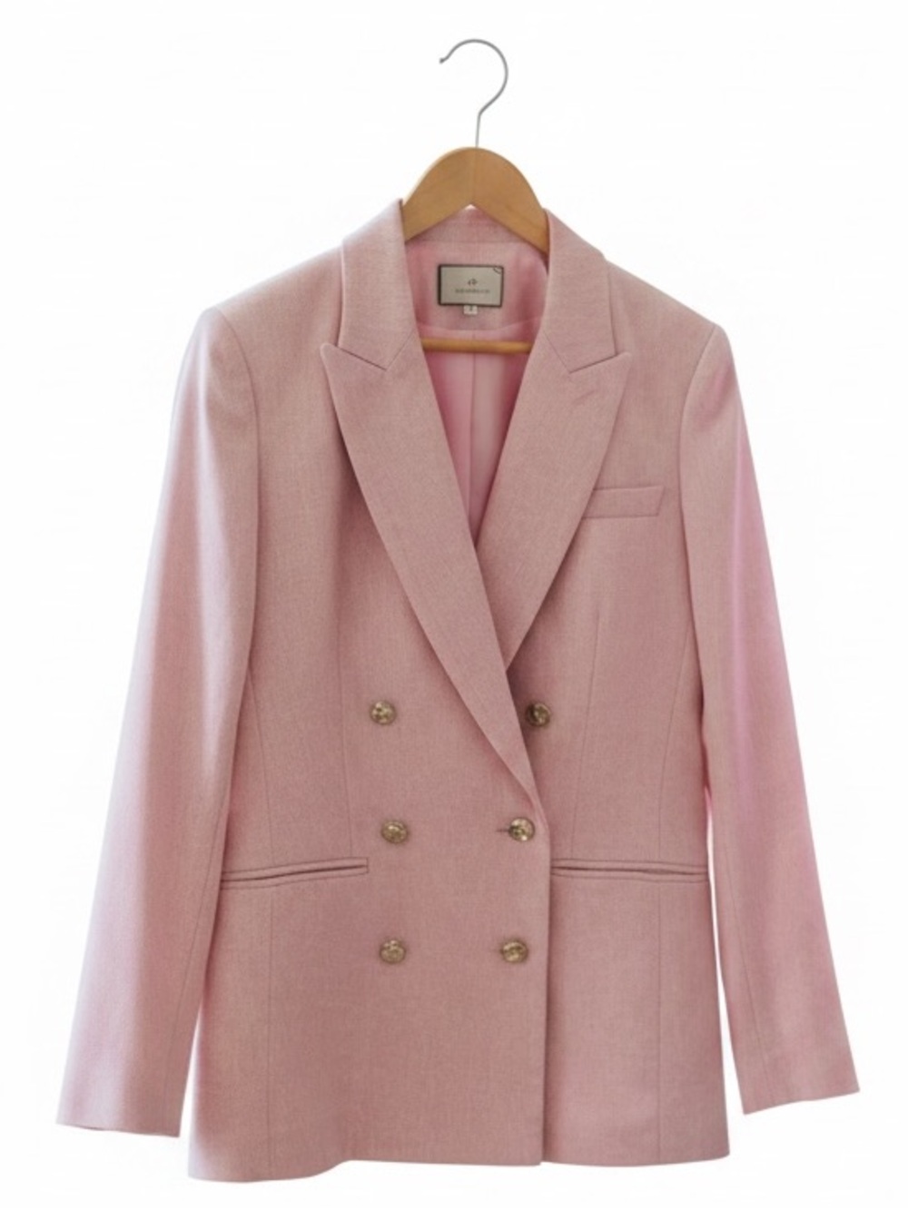 Tuckernuck Pink Double-Breasted Blazer Jacket With Gold Buttons Size S